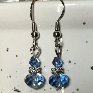 Light blue and silver fishhook earrings